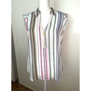 Candies Striped Ruffle Sleeve Medium